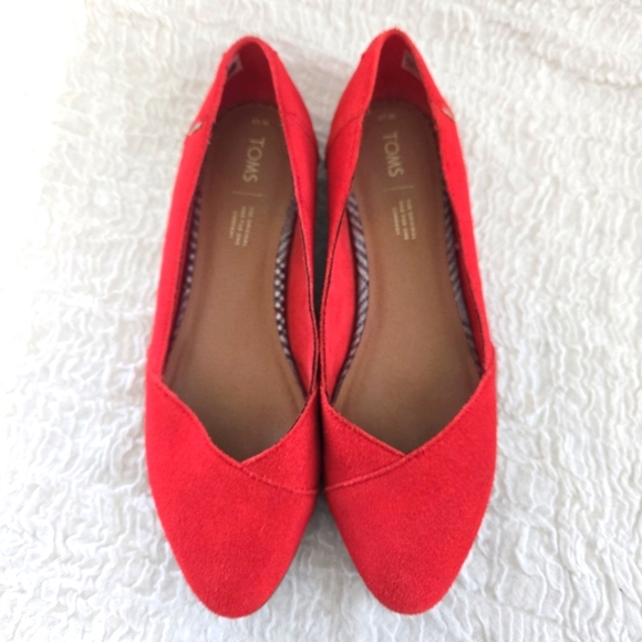 TOMS Shoes Womens W10 Jutti Neat Slip On Loafers Flats Red Suede Minimalist Shoe - Picture 3 of 12
